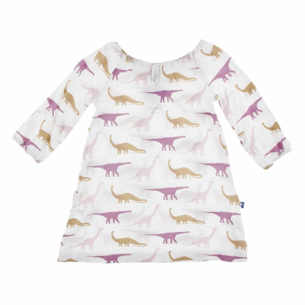 NEW KICKEE girls' peasant dress in natural sauropods